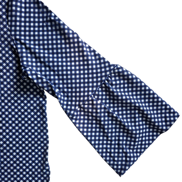 J. McLaughlin Keaton Bell Sleeve Top Shirt Gingham Plaid Stretch - Picture 4 of 6